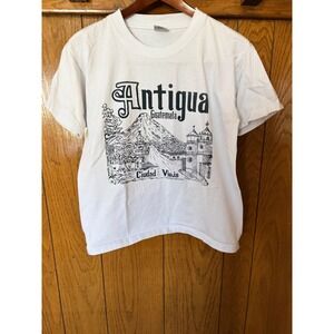 Creaciones Doris Antigua Guatemala Ciudad Vieja White Graphic Shirt Small Cotton